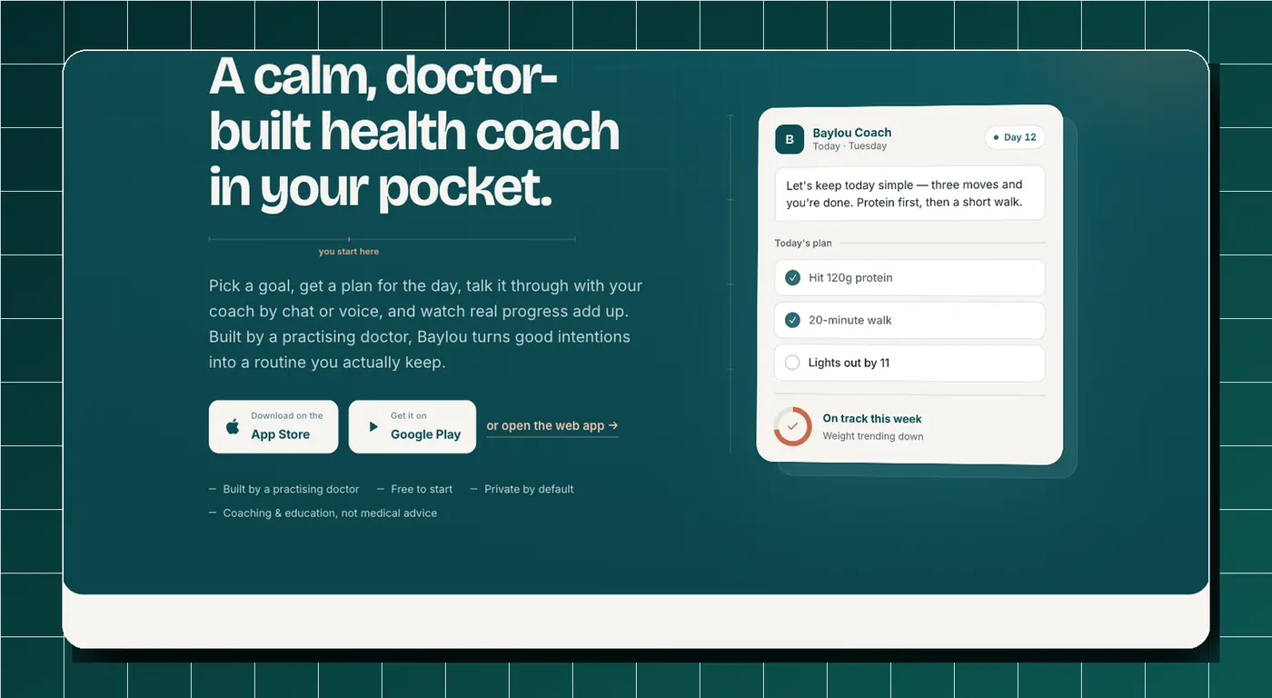 Baylou health coach app portfolio cover.
