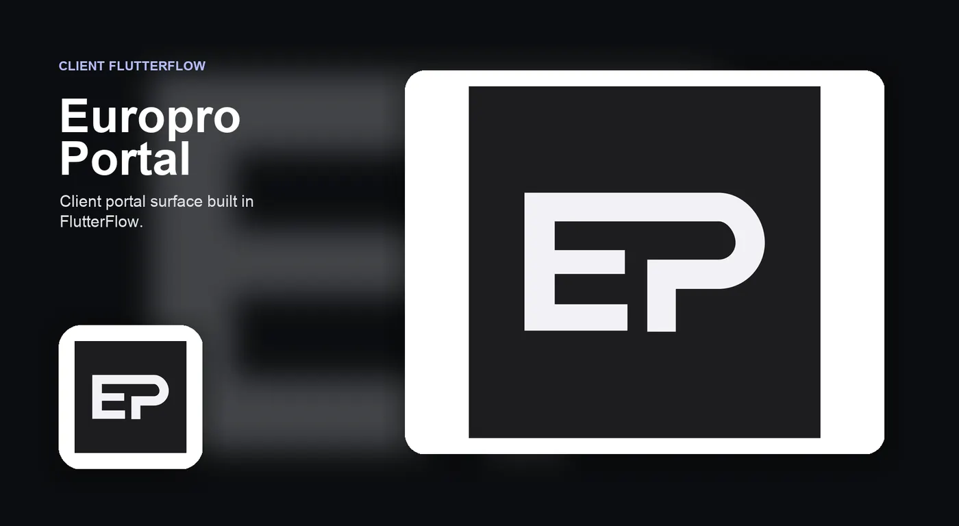 Europro Portal FlutterFlow client app portfolio cover.