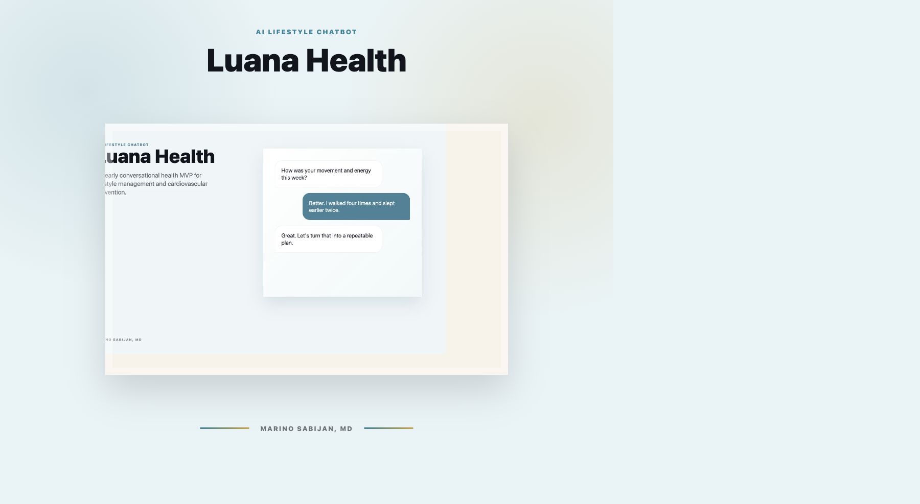 Luana Health portfolio cover.