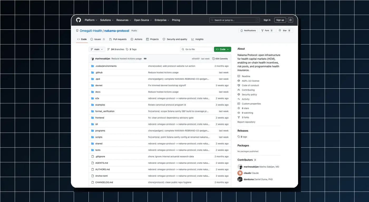 Nakama Protocol portfolio screenshot.