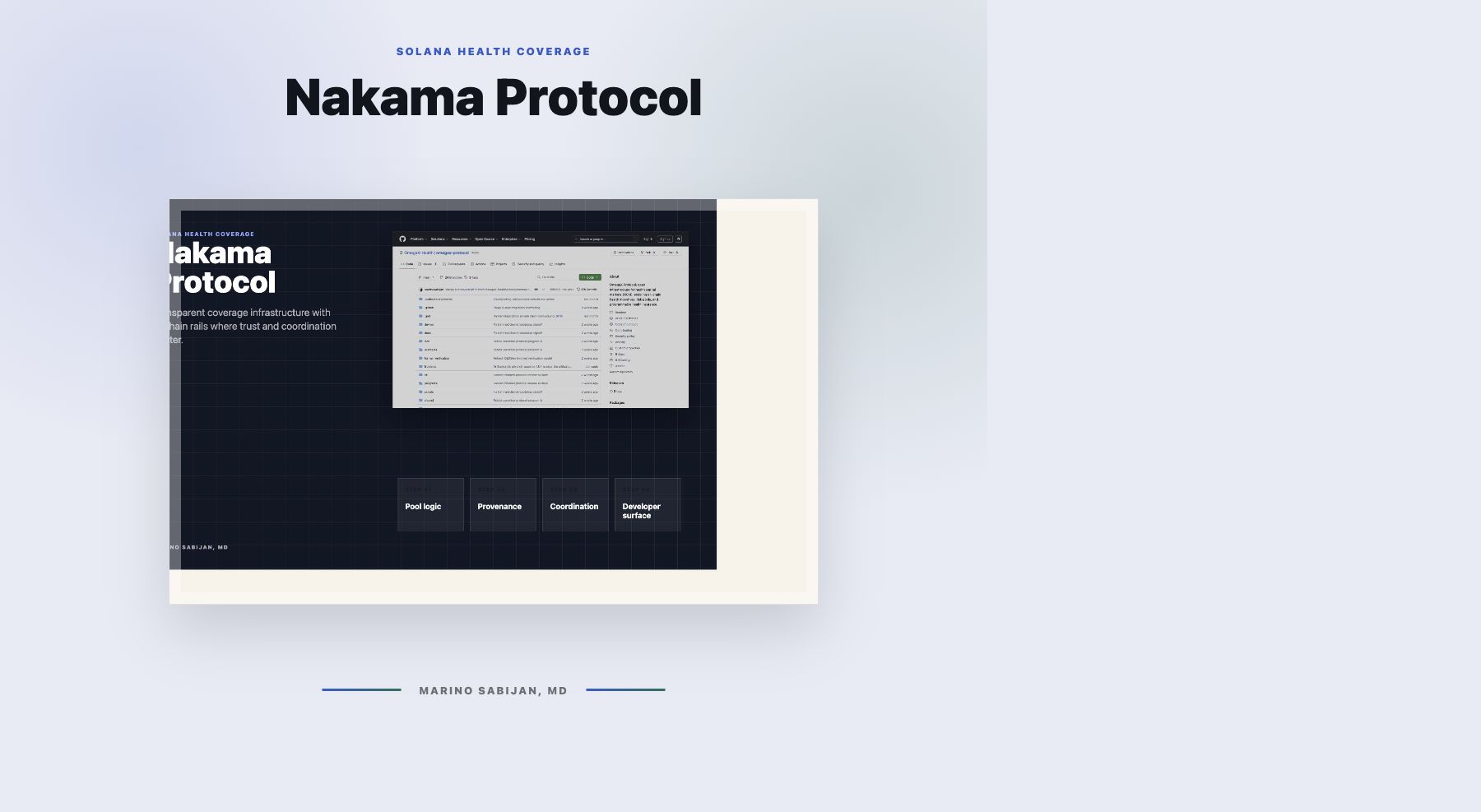Nakama Protocol portfolio screenshot.